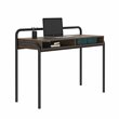 Pemberly Row Modern Wood Workstation Desk with 2 Shelves in Walnut