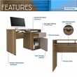 Pemberly Row Modern Engineered Wood Computer Desk with Storage in Walnut