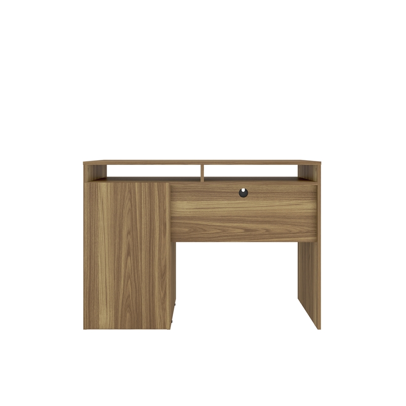 Pemberly Row Modern Engineered Wood Computer Desk with Storage in Walnut