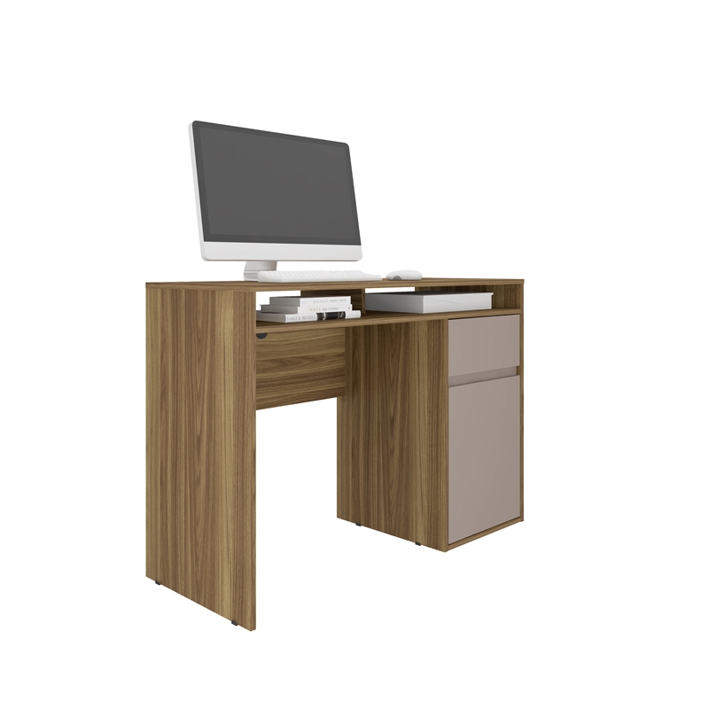 Pemberly Row Modern Engineered Wood Computer Desk with Storage in Walnut