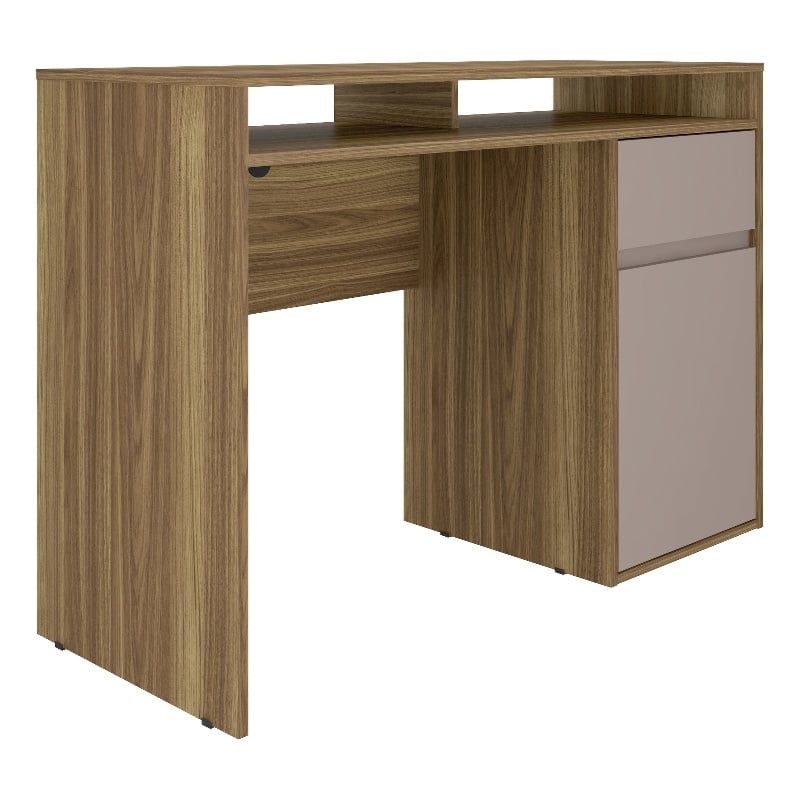 Pemberly Row Modern Engineered Wood Computer Desk with Storage in Walnut