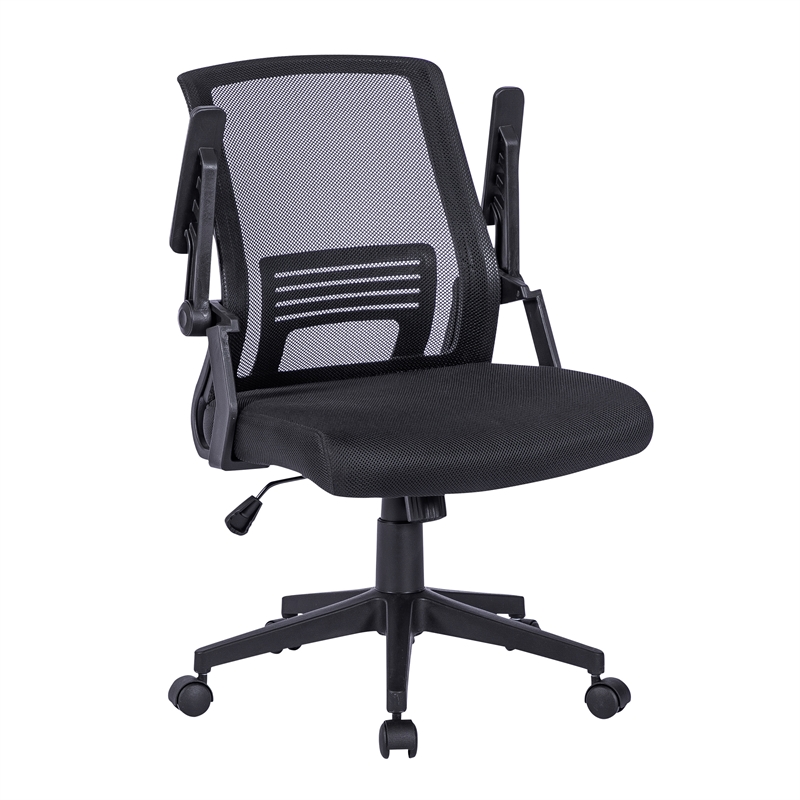 Pemberly Row Ergonomic Modern Plastic Mesh Office Chair in Black