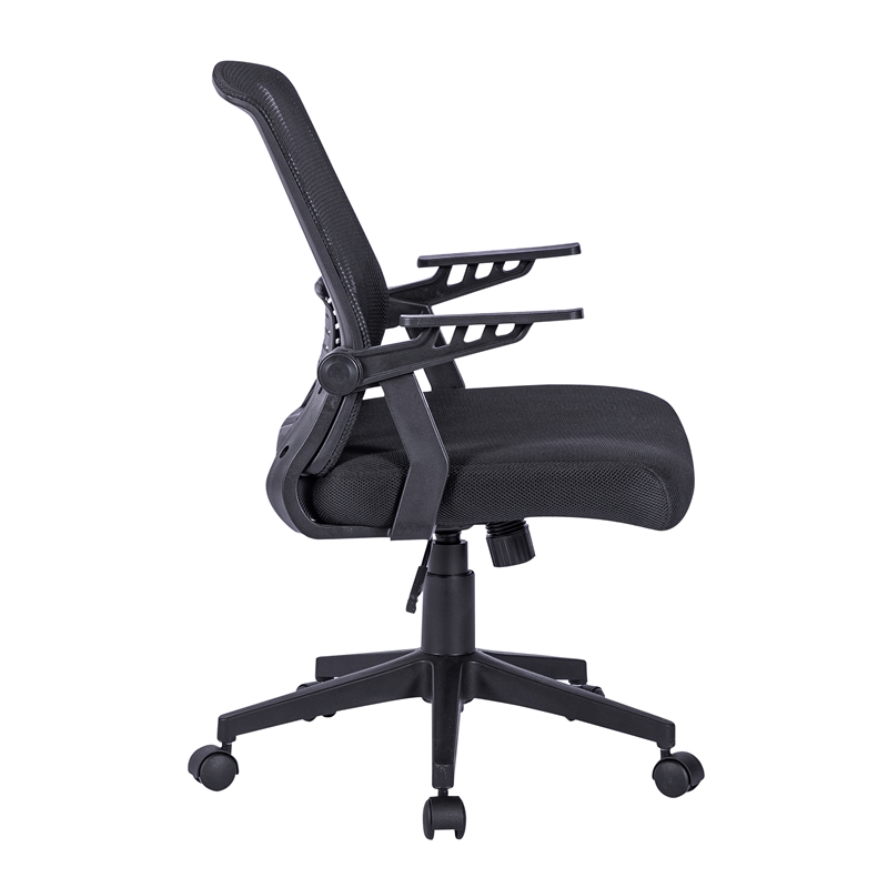 Pemberly Row Ergonomic Modern Plastic Mesh Office Chair in Black