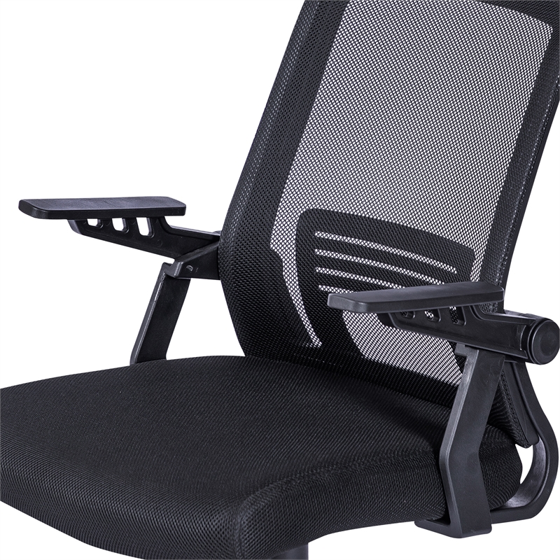 Pemberly Row Ergonomic Modern Plastic Mesh Office Chair in Black