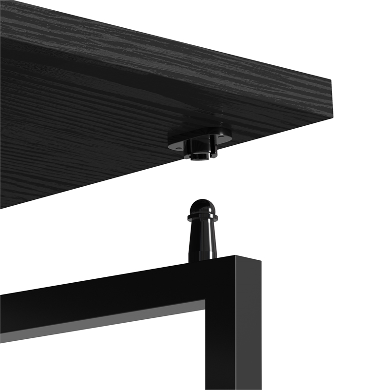 Pemberly Row Modern Wood & Steel Metal Folding Desk in Black