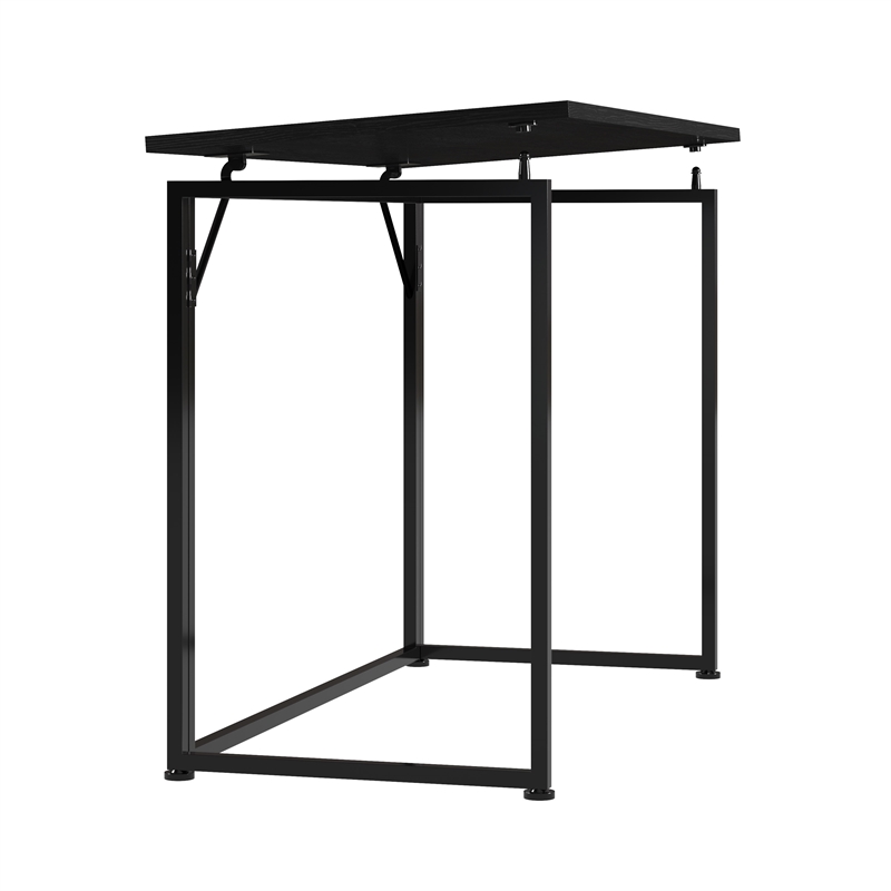 Pemberly Row Modern Wood & Steel Metal Folding Desk in Black