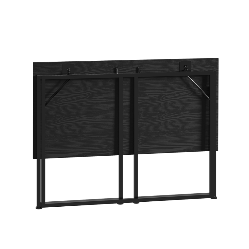 Pemberly Row Modern Wood & Steel Metal Folding Desk in Black