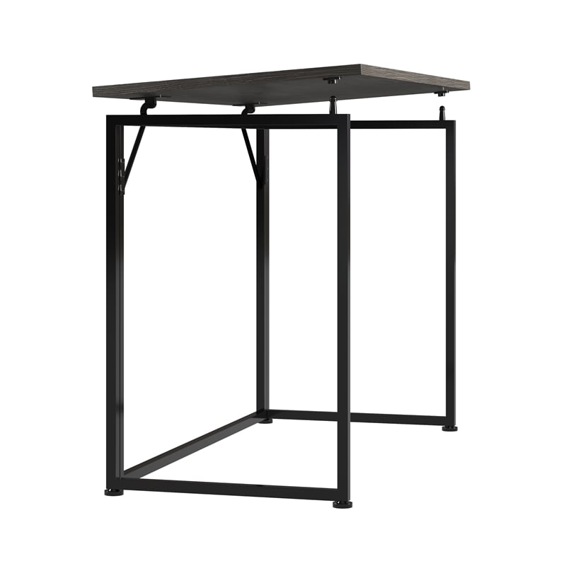 Pemberly Row Modern Wood & Steel Metal Folding Desk in Gray/Black