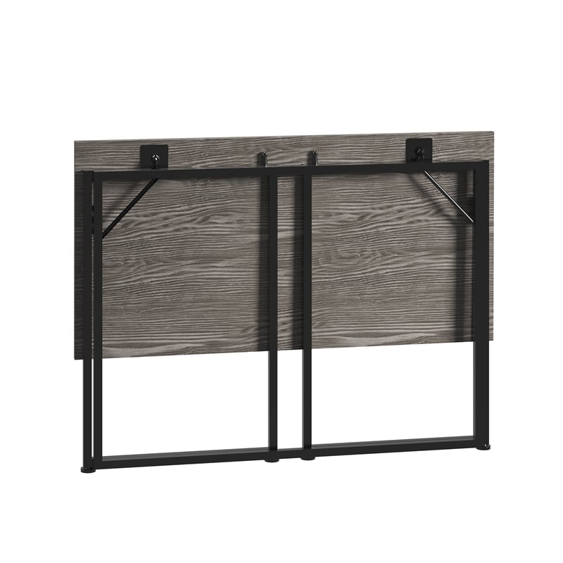 Pemberly Row Modern Wood & Steel Metal Folding Desk in Gray/Black