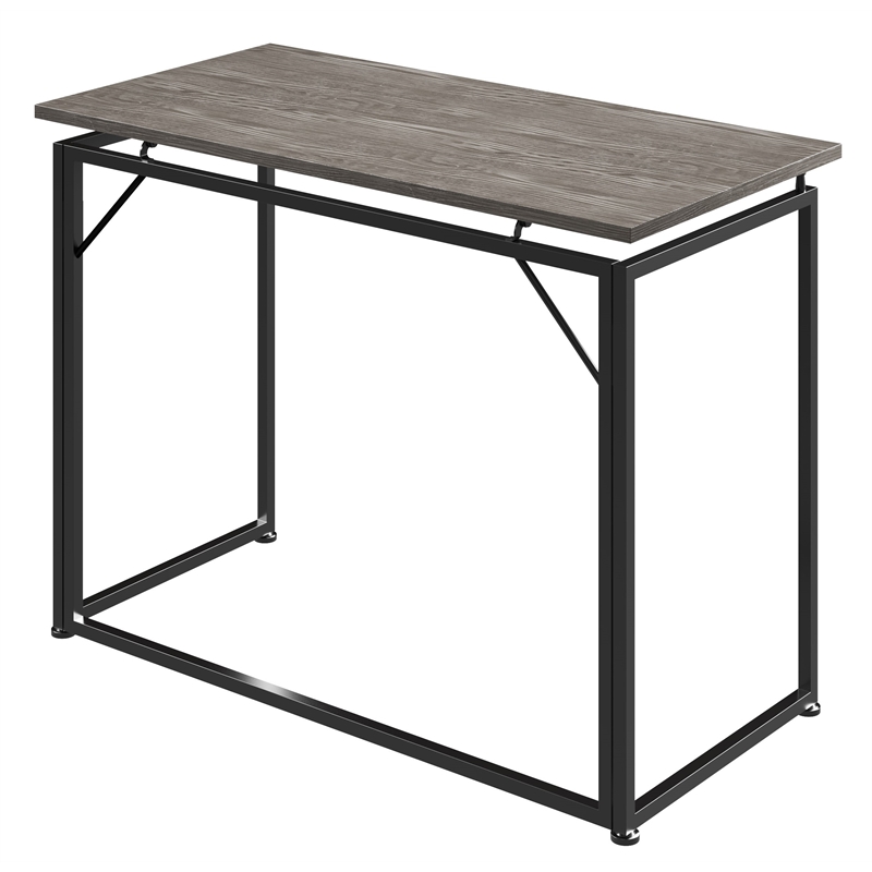 Pemberly Row Modern Wood & Steel Metal Folding Desk in Gray/Black