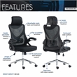 Pemberly Row Modern Mesh & Plastic Ergonomic Office Chair in Black