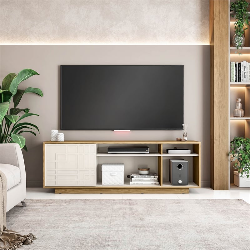 Pemberly Row Particle Board Wood TV Stand with Storage for TVs up to 70