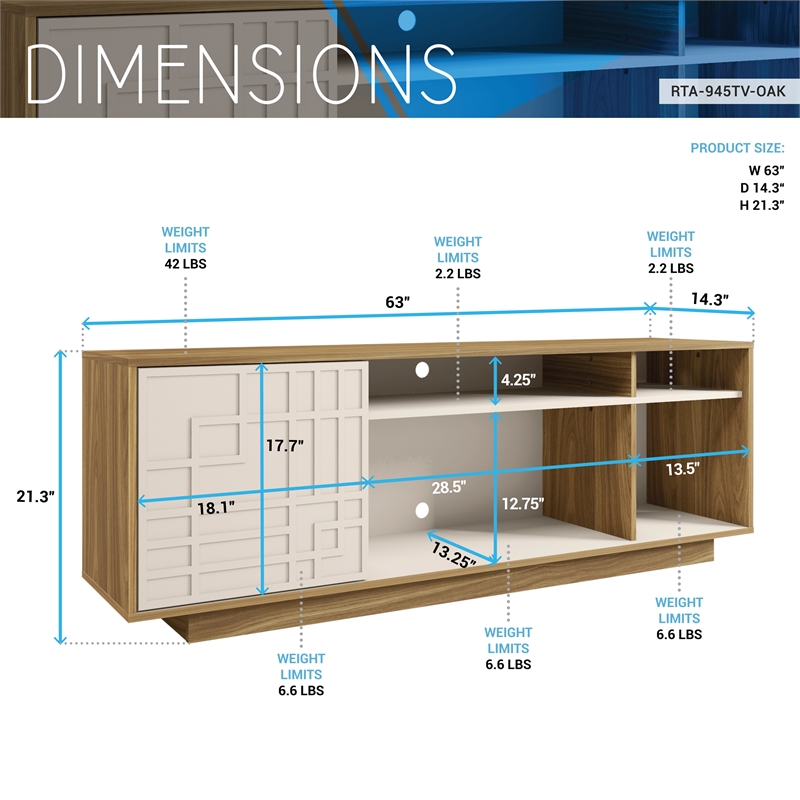 Pemberly Row Particle Board Wood TV Stand with Storage for TVs up to 70