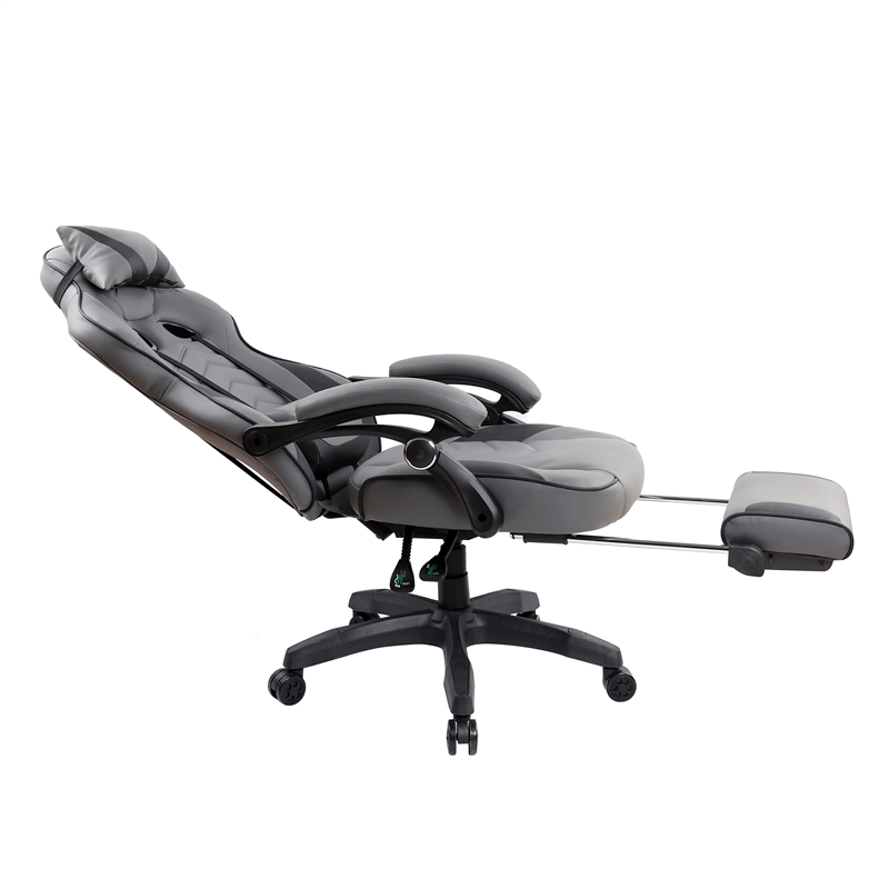 Pemberly Row Reclining PU Leather Executive Lumbar Support Office Chair Grey