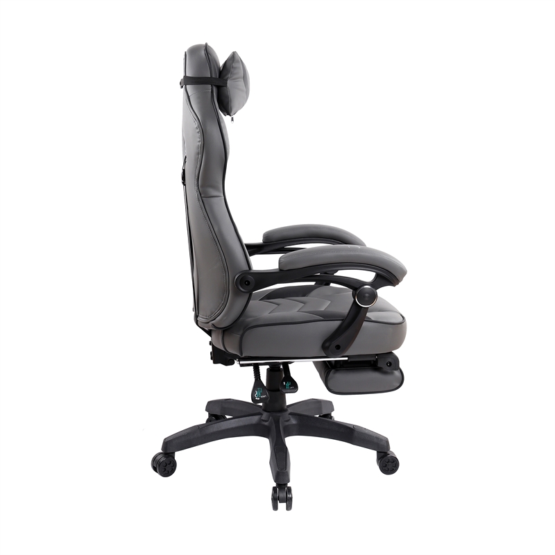 Pemberly Row Reclining PU Leather Executive Lumbar Support Office Chair Grey