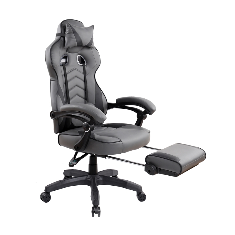 Pemberly Row Reclining PU Leather Executive Lumbar Support Office Chair Grey