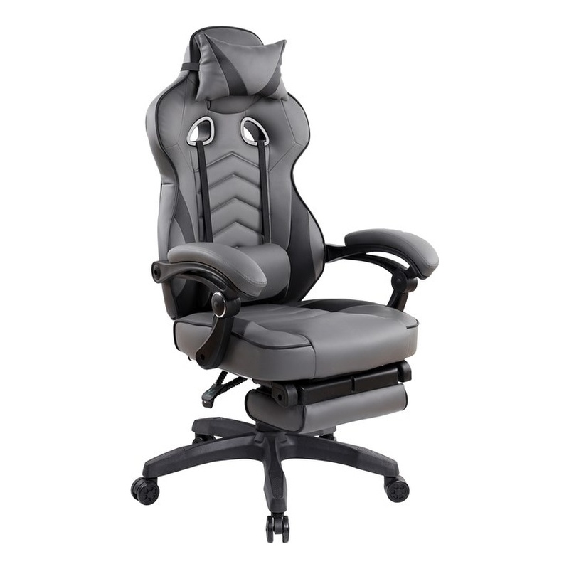 Pemberly Row Reclining PU Leather Executive Lumbar Support Office Chair Grey