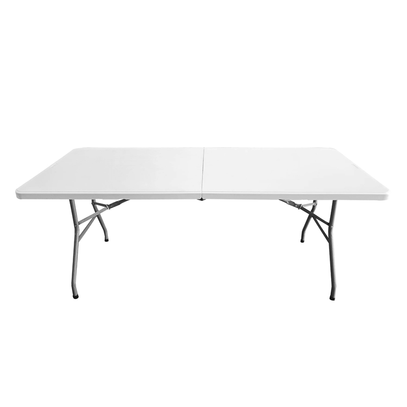 Pemberly Row Contemporary 6 FT Granite White Space-saving Folding Table
