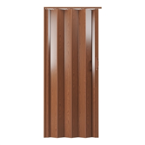 Pemberly Row 32&quot W PVC Foldable Accordion Doors or Privacy Room Divider - Walnut