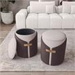 Pemberly Row Two-Toned Ottoman with Storage or Vanity Stool - Brown