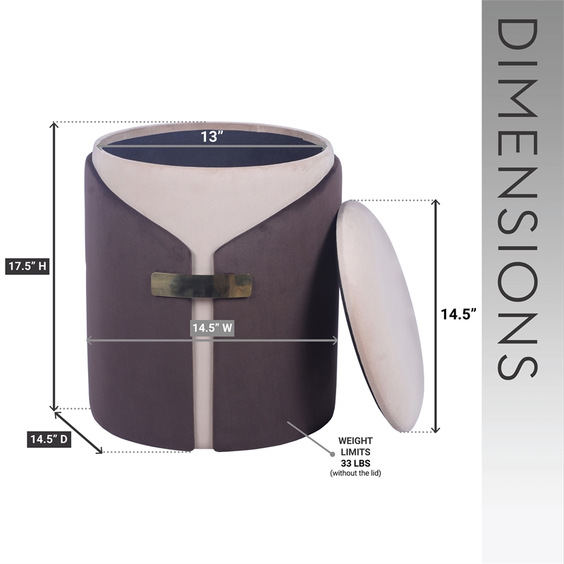 Pemberly Row Two-Toned Ottoman with Storage or Vanity Stool - Brown