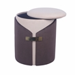 Pemberly Row Two-Toned Ottoman with Storage or Vanity Stool - Brown
