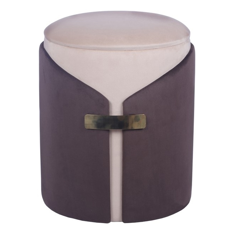 Pemberly Row Two-Toned Ottoman with Storage or Vanity Stool - Brown