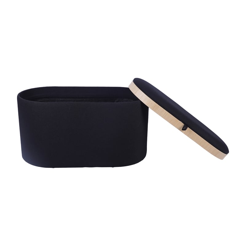 Pemberly Row Storage Ottoman with Reversible Wooden Tray Top - Black