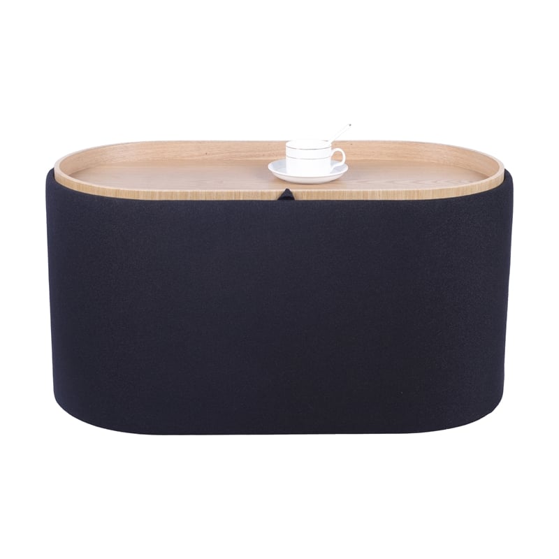 Pemberly Row Storage Ottoman with Reversible Wooden Tray Top - Black