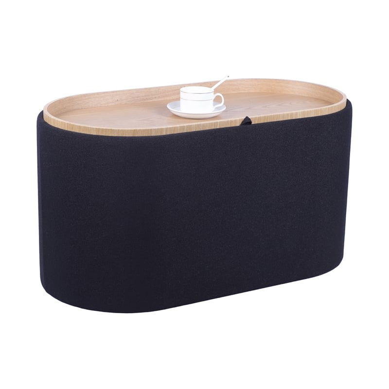 Pemberly Row Storage Ottoman with Reversible Wooden Tray Top - Black
