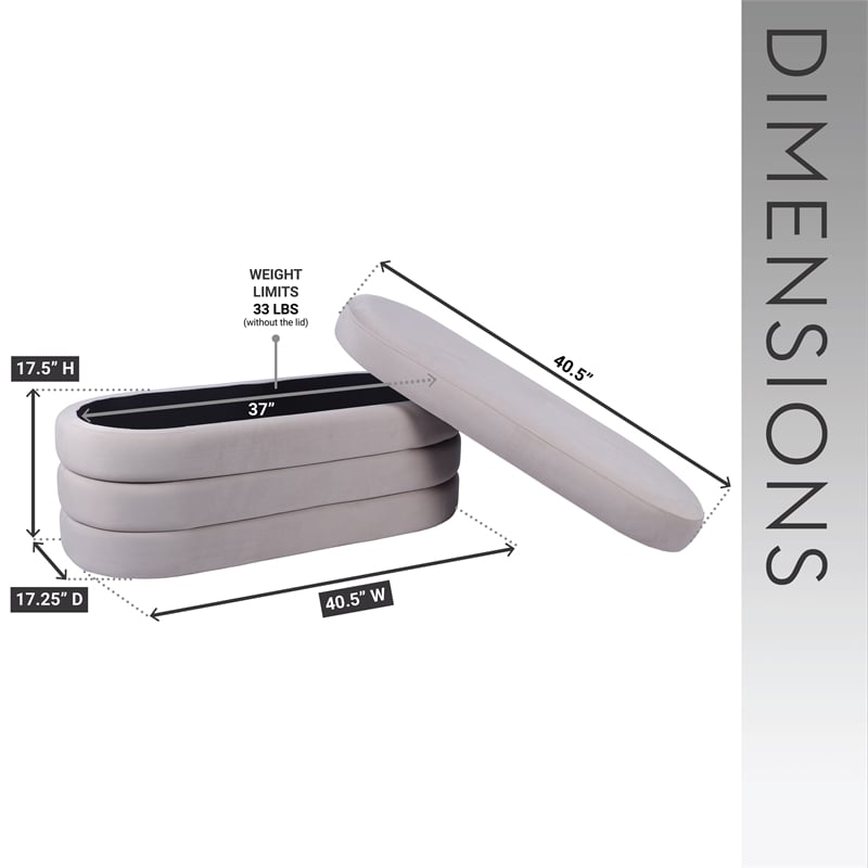 Pemberly Row Contemporary Velvet Ottoman Bench with Storage - Taupe