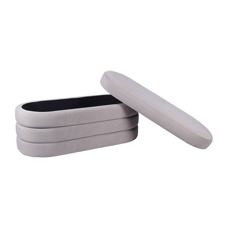 Pemberly Row Contemporary Velvet Ottoman Bench with Storage - Taupe