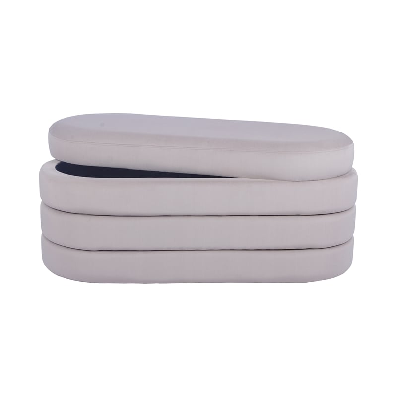 Pemberly Row Contemporary Velvet Ottoman Bench with Storage - Taupe