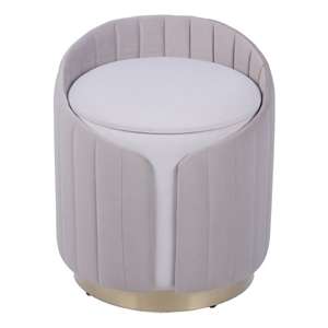 Pemberly Row Two-Toned Ottoman with Storage or Vanity Stool - Taupe