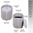 Pemberly Row Two-Toned Ottoman with Storage or Vanity Stool - Taupe