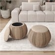 Pemberly Row Contemporary Natural Woven Ottoman with Storage - Brown