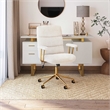 Pemberly Row Textured Boucle Fabric White & Gold Height Adjustable Office Chair