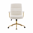 Pemberly Row Textured Boucle Fabric White & Gold Height Adjustable Office Chair