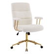 Pemberly Row Textured Boucle Fabric White & Gold Height Adjustable Office Chair