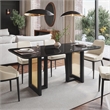 Pemberly Row Modern 6 Seater Dining Table with Gold Accents - Black & Gold