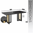 Pemberly Row Modern 6 Seater Dining Table with Gold Accents - Black & Gold