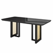 Pemberly Row Modern 6 Seater Dining Table with Gold Accents - Black & Gold
