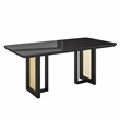 Pemberly Row Modern 6 Seater Dining Table with Gold Accents - Black & Gold