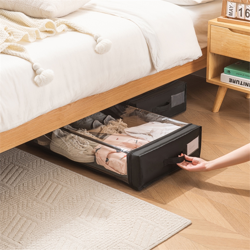 Pemberly Row Set of 2 Under-Bed Rolling Storage Container with Transparent Cover