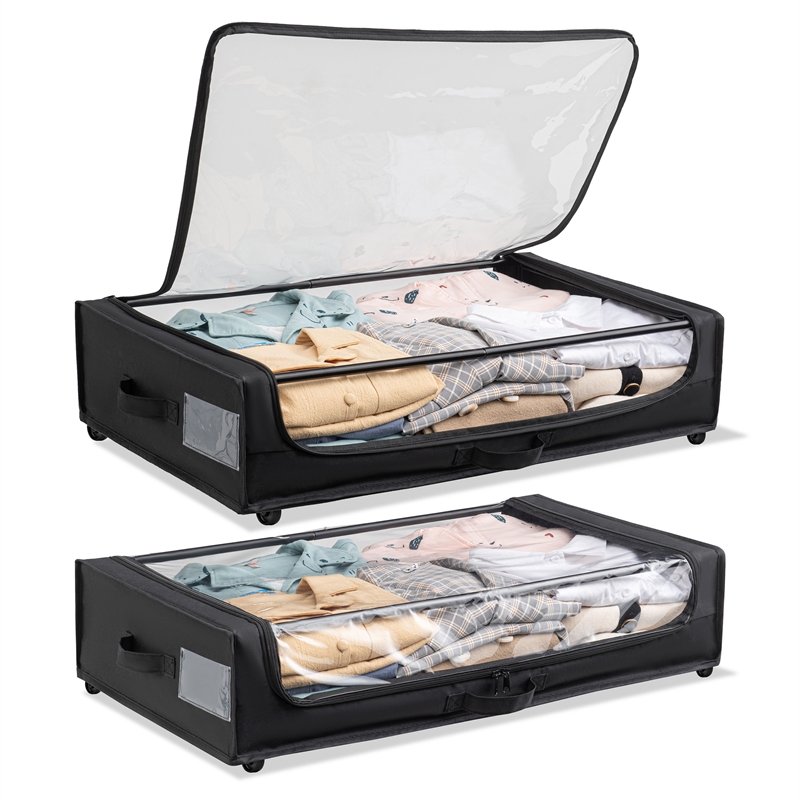 Pemberly Row Set of 2 Under-Bed Rolling Storage Container with Transparent Cover