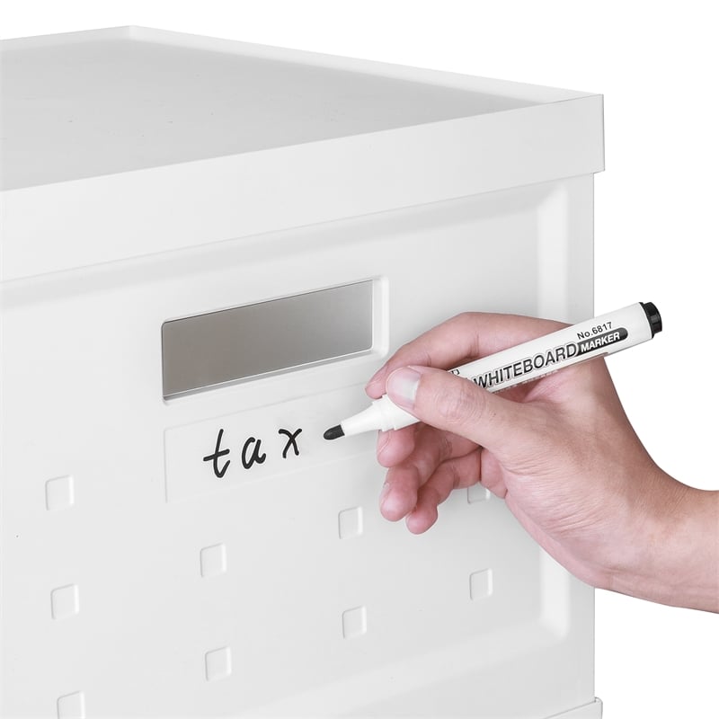 Pemberly Row Set of 2 Stackable Rolling File Boxes with Lids & 10 Hanging Files