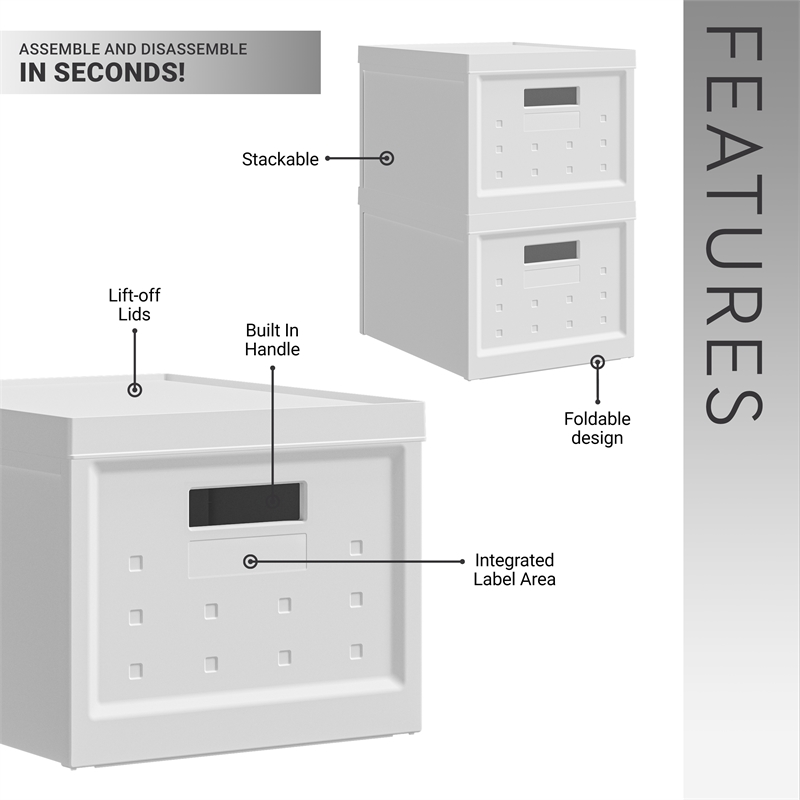 Pemberly Row Set of 2 Collapsible Stackable Storage Box with Lids