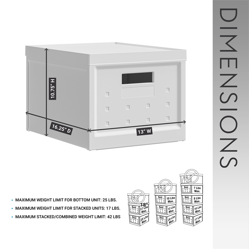 Pemberly Row Set of 2 Collapsible Stackable Storage Box with Lids