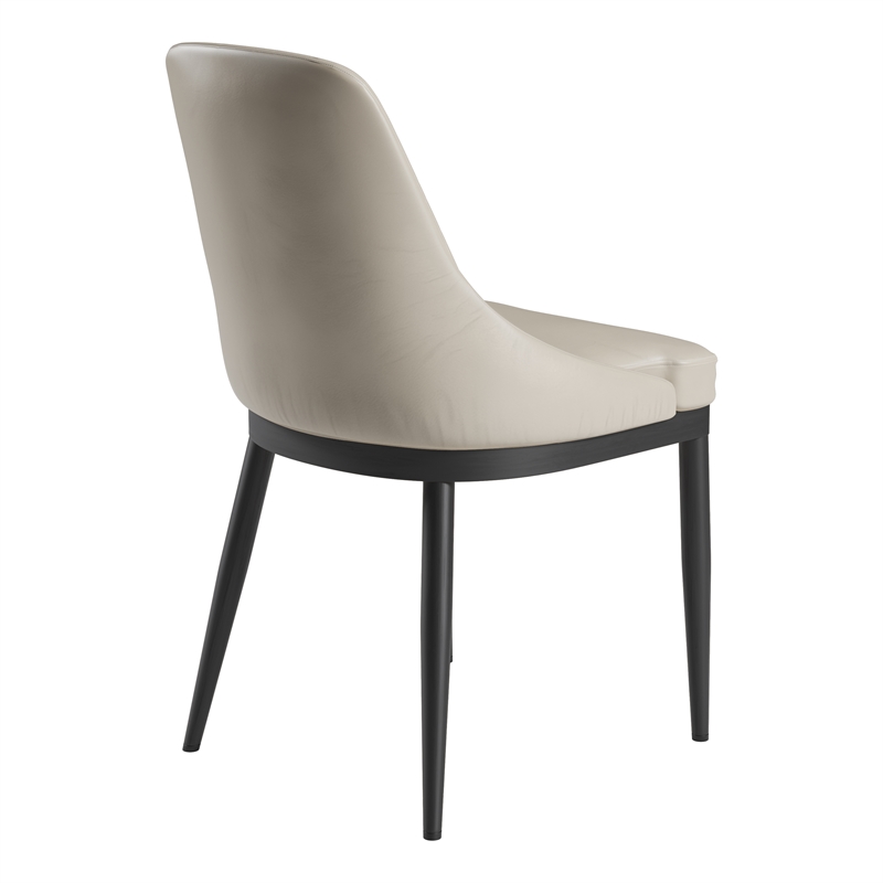 Pemberly Row Armless Taupe Dining Chairs with Black Legs - Set of 2