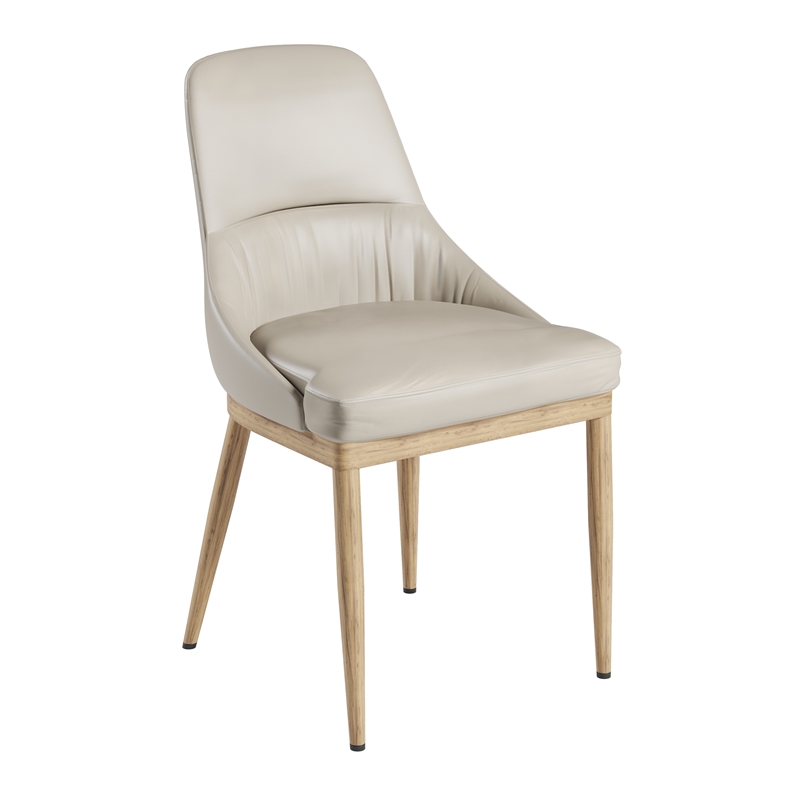 Pemberly Row Armless Taupe Dining Chairs with Wood-Look Legs - Set of 2
